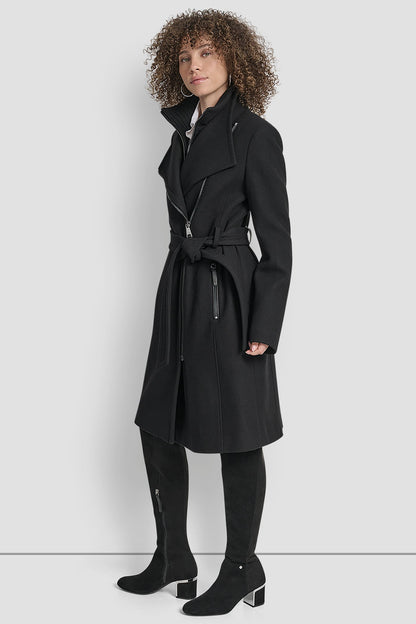 DKNY WOOL WRAP JACKET WITH INSERT