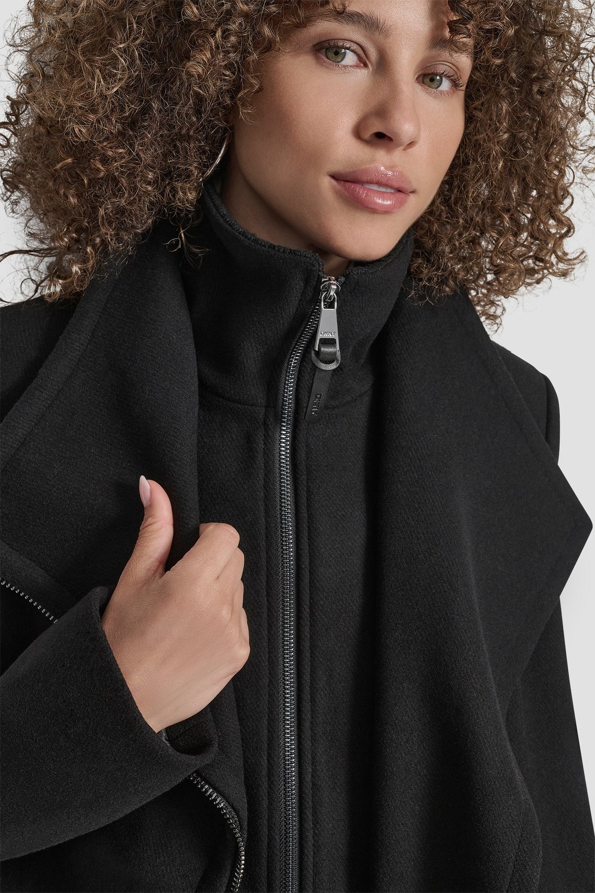 DKNY WOOL WRAP JACKET WITH INSERT