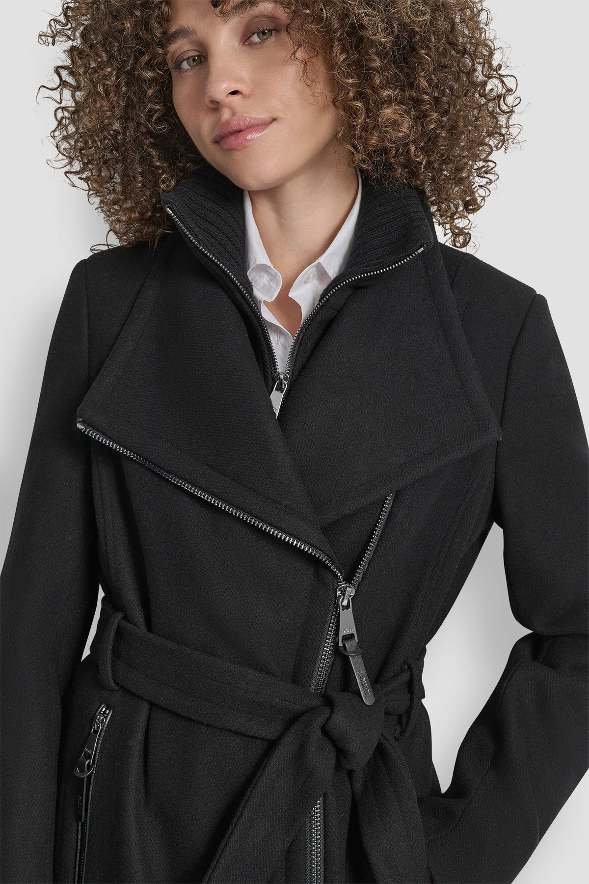 DKNY WOOL WRAP JACKET WITH INSERT