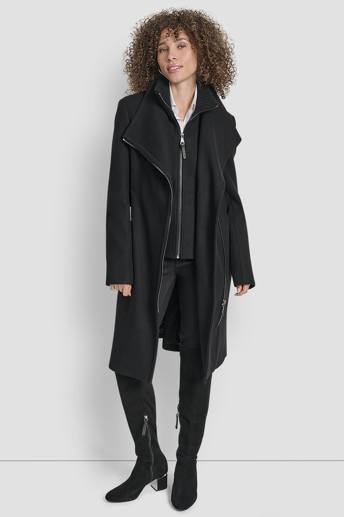 DKNY WOOL WRAP JACKET WITH INSERT
