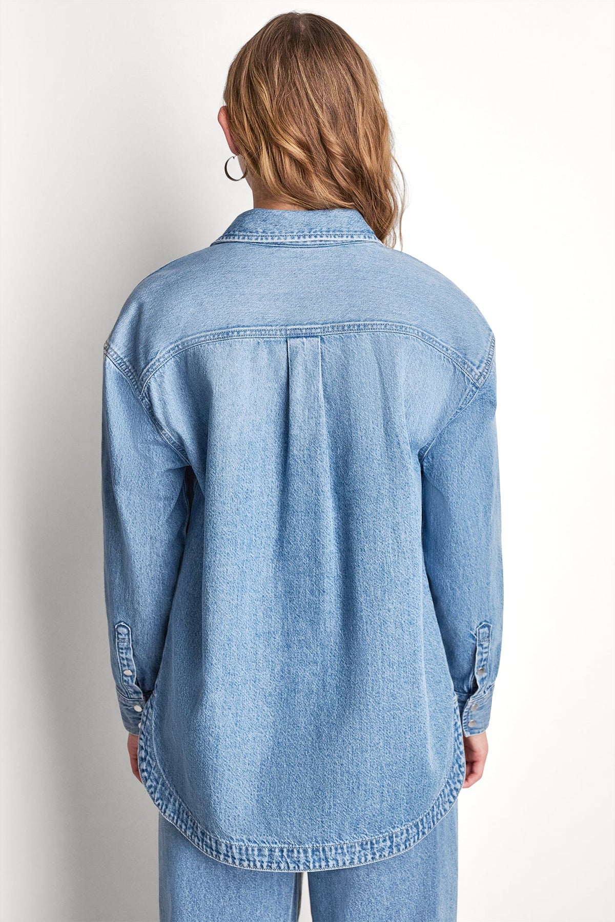DKNY DENIM SHIRT WITH LOGO CUTOUT
