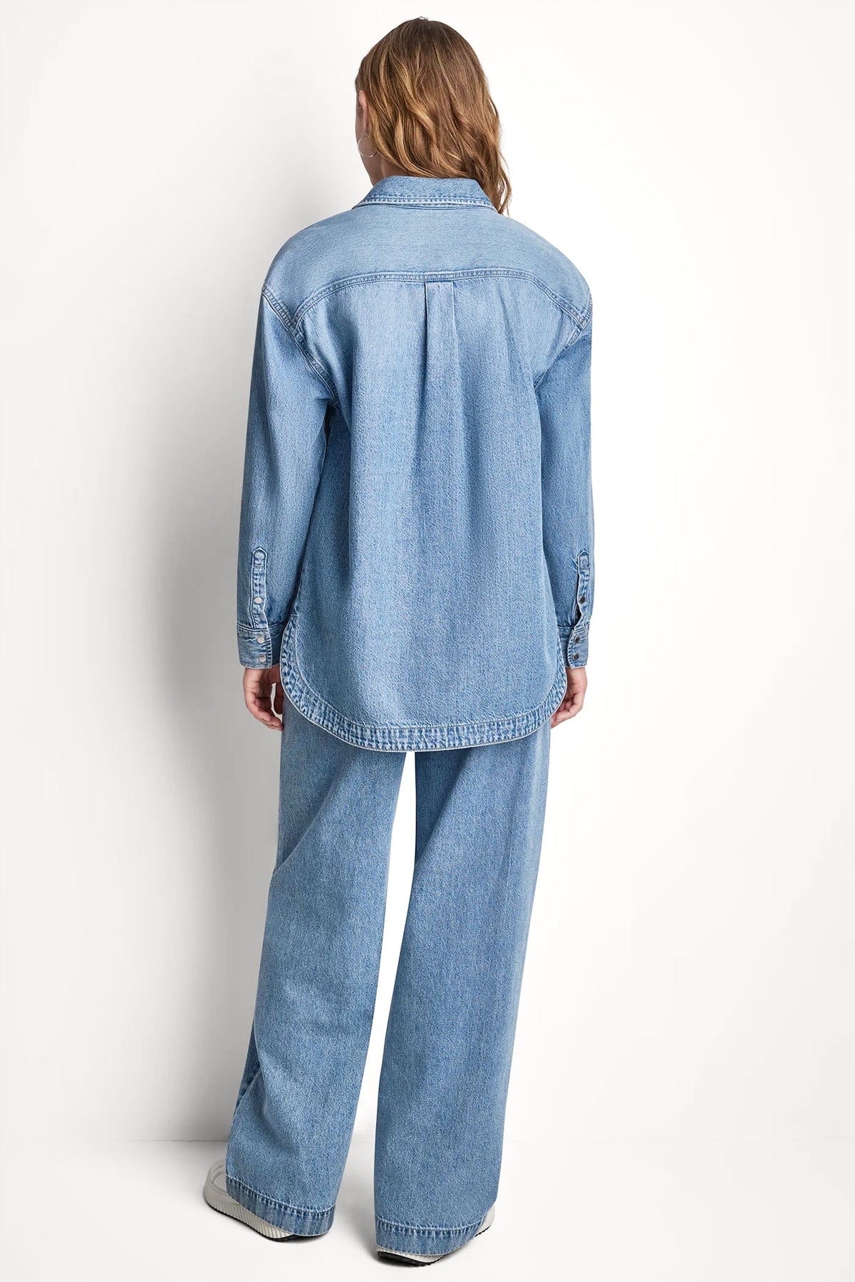 DKNY DENIM SHIRT WITH LOGO CUTOUT