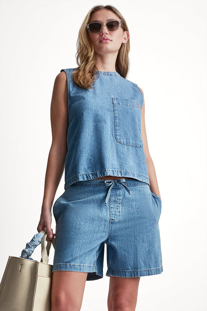 DKNY SLEEVELESS DENIM TOP
