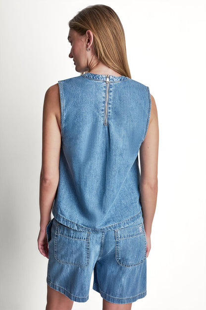 DKNY SLEEVELESS DENIM TOP