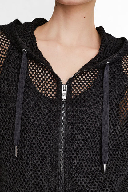 DKNY MESH LOGO ZIP-UP HOODIE