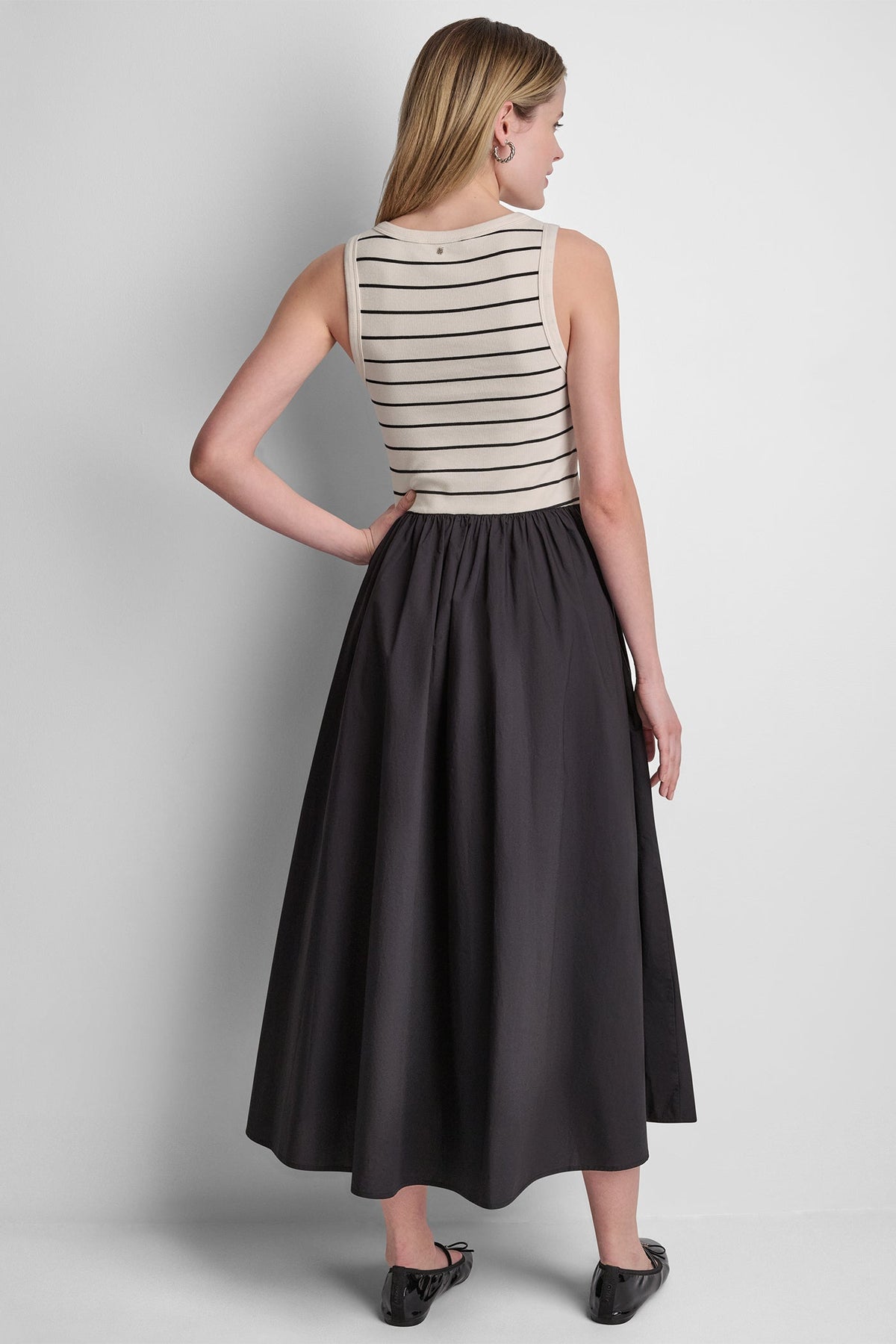 DKNY RIB HENLEY TANK MAXI DRESS