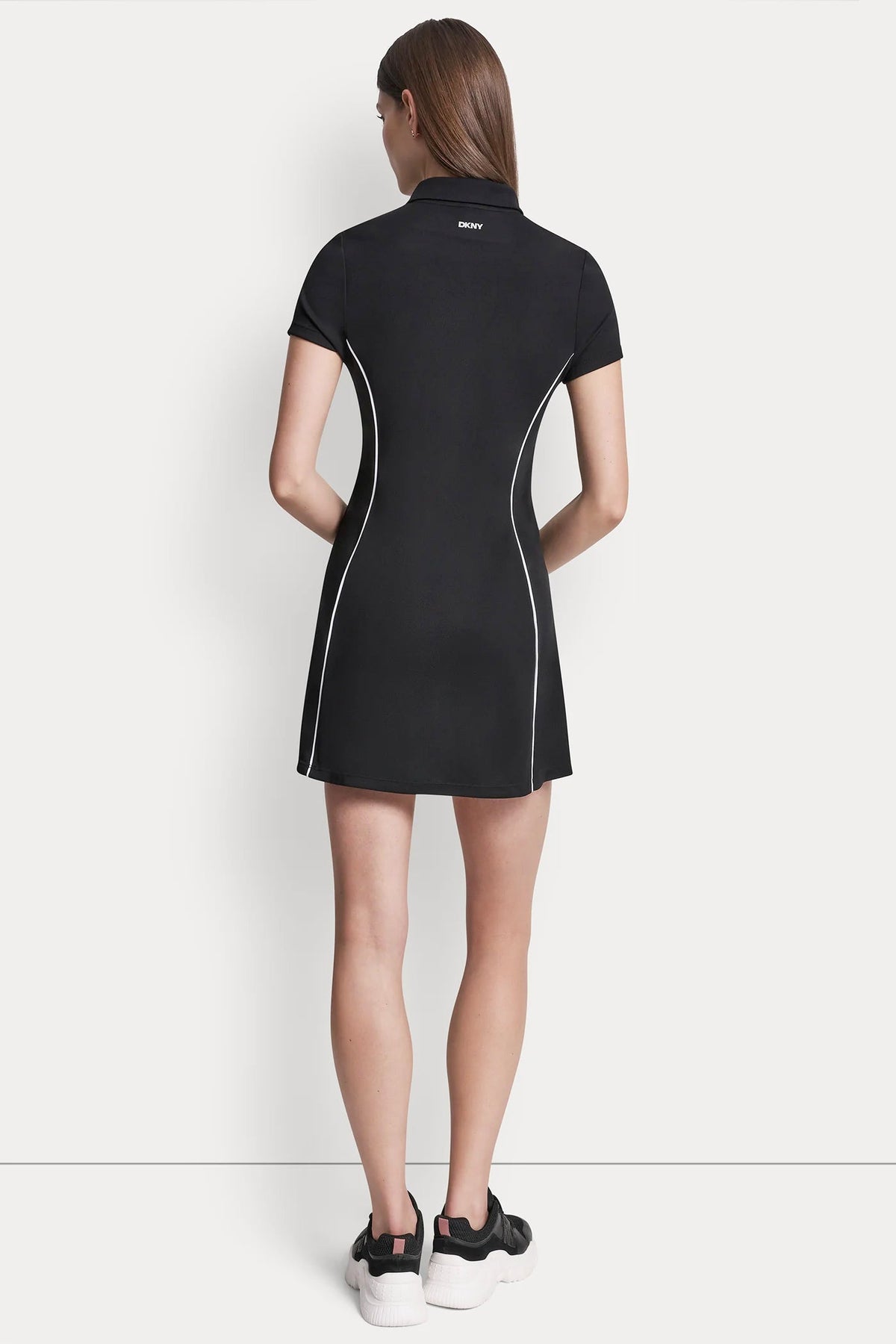 DKNY HALF-ZIP POLO DRESS WITH CONTRAST PIPING