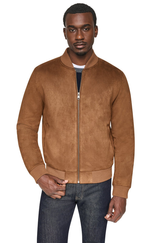 DKNY FAUX SUEDE BOMBER JACKET