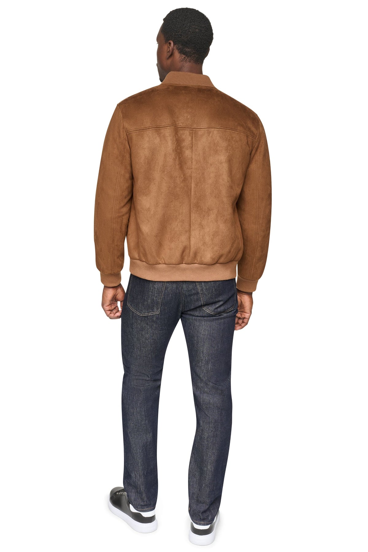 DKNY FAUX SUEDE BOMBER JACKET