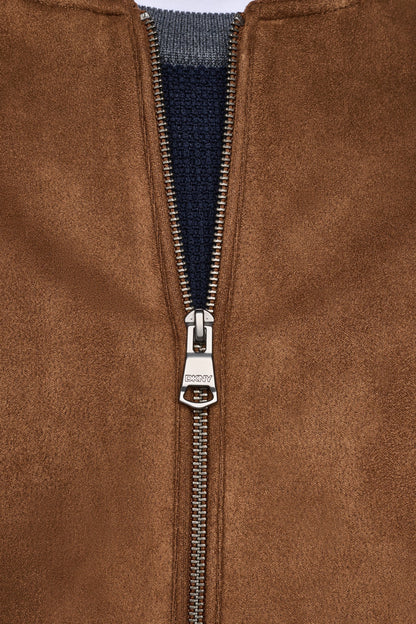 DKNY FAUX SUEDE BOMBER JACKET