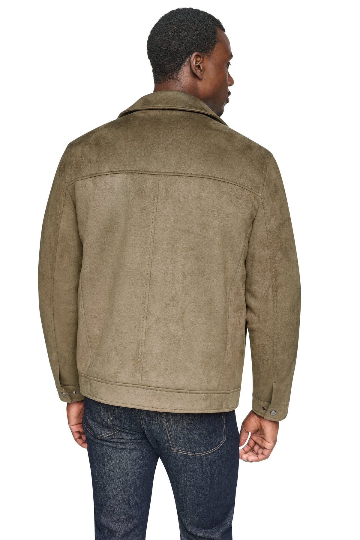 DKNY FAUX SUEDE TRUCKER JACKET