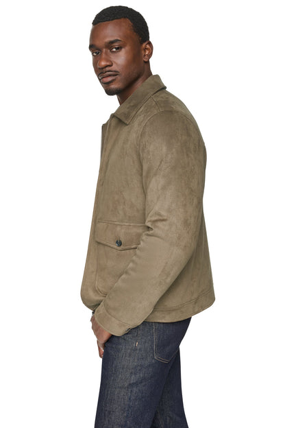 DKNY FAUX SUEDE TRUCKER JACKET