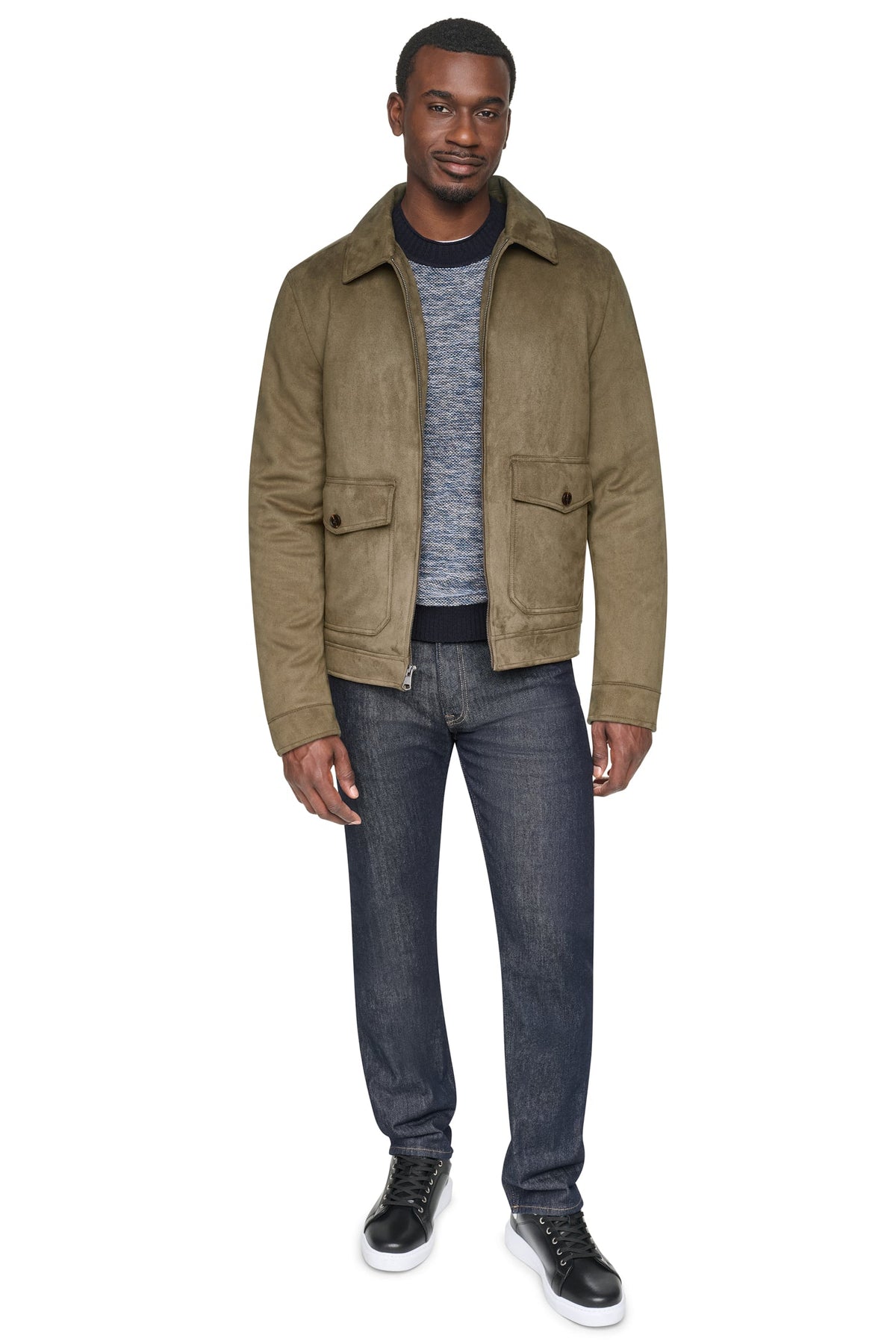 DKNY FAUX SUEDE TRUCKER JACKET