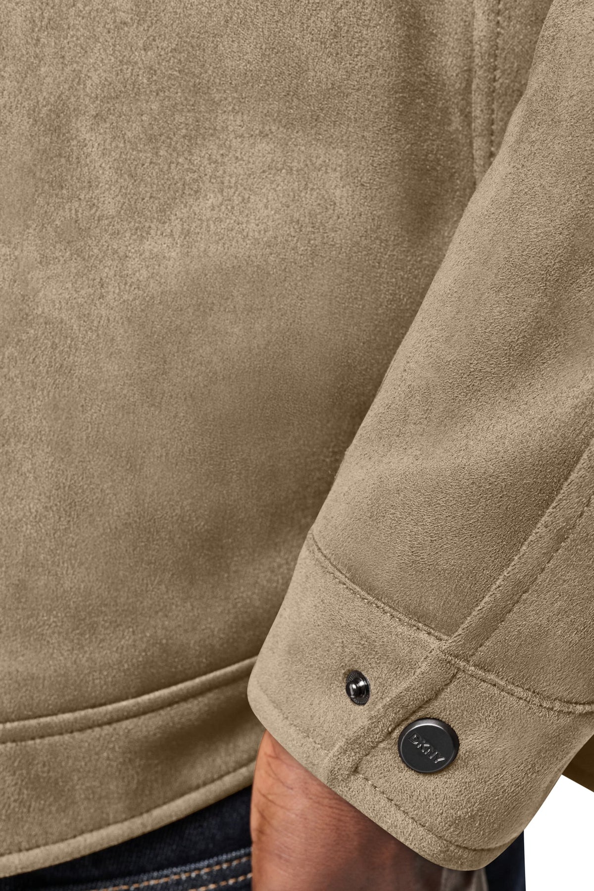 DKNY FAUX SUEDE TRUCKER JACKET