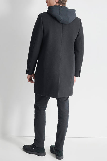 DKNY FAUX WOOL COAT WITH HOODED BIB
