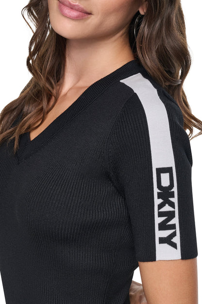 DKNY LOGO STRIPED SWEATER