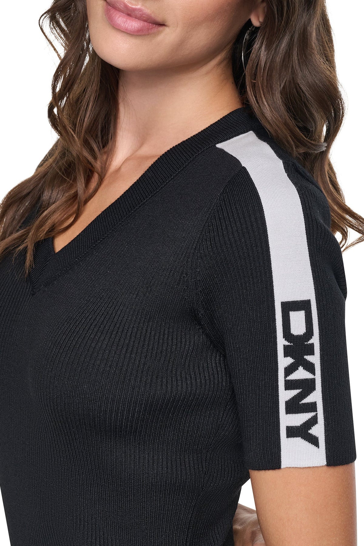 DKNY LOGO STRIPED SWEATER