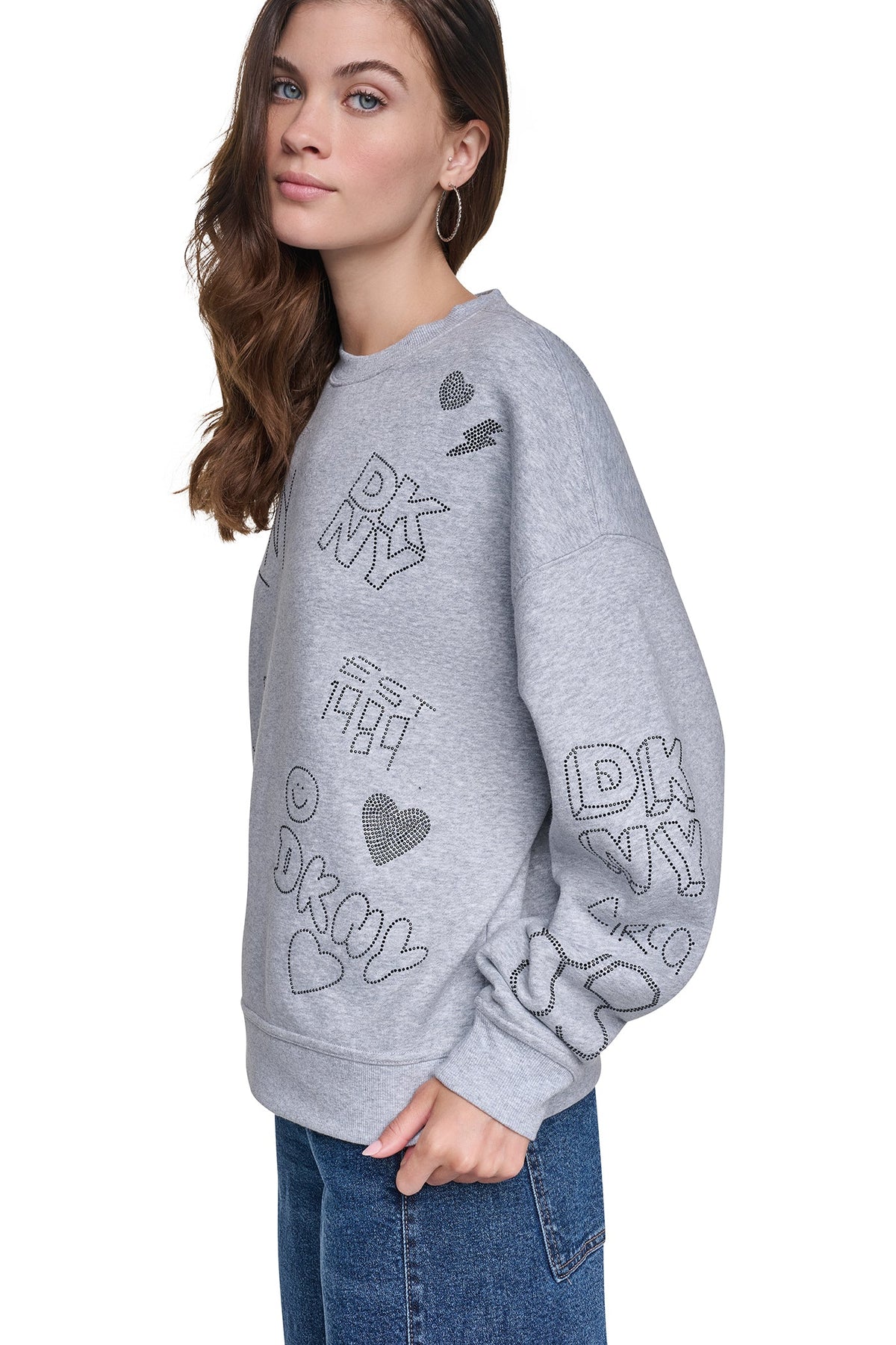 DKNY RHINESTONE GRAFFITI LOGO SWEATSHIRT