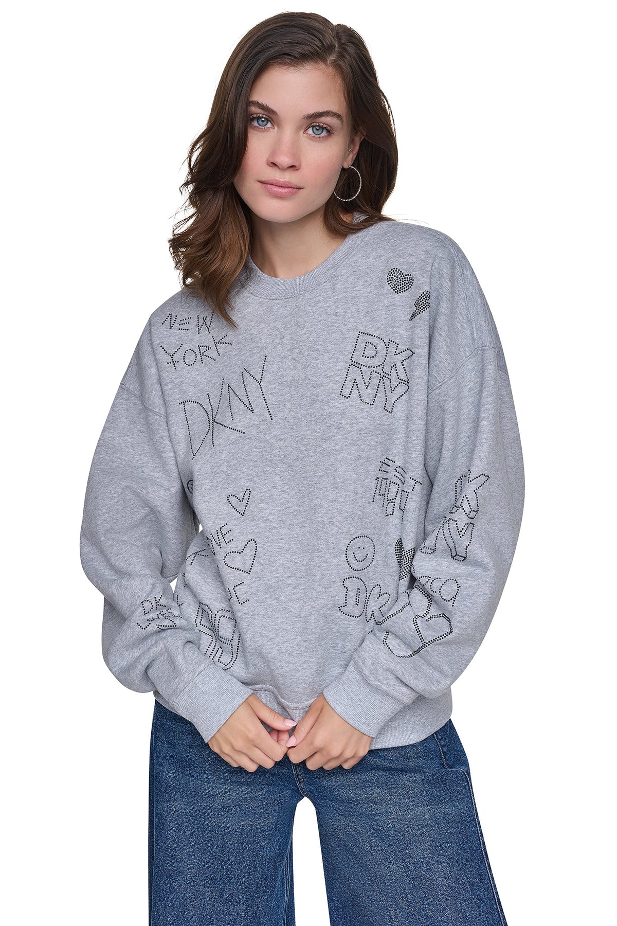 DKNY RHINESTONE GRAFFITI LOGO SWEATSHIRT