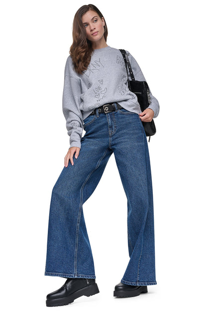 DKNY RHINESTONE GRAFFITI LOGO SWEATSHIRT