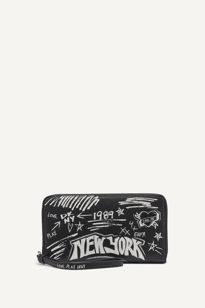 DKNY BRYAR LARGE ZIP AROUND WALLET WITH WRISTLET