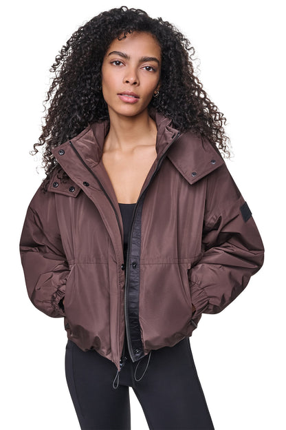 DKNY OVERSIZED LOGO HOODED JACKET