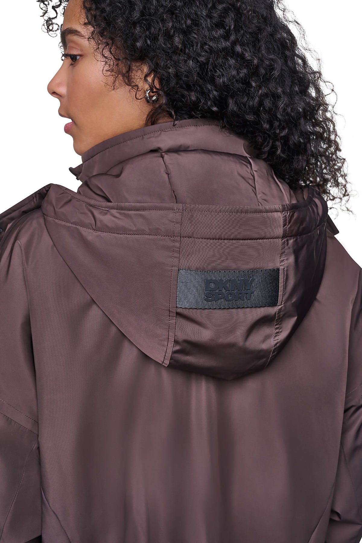 DKNY OVERSIZED LOGO HOODED JACKET