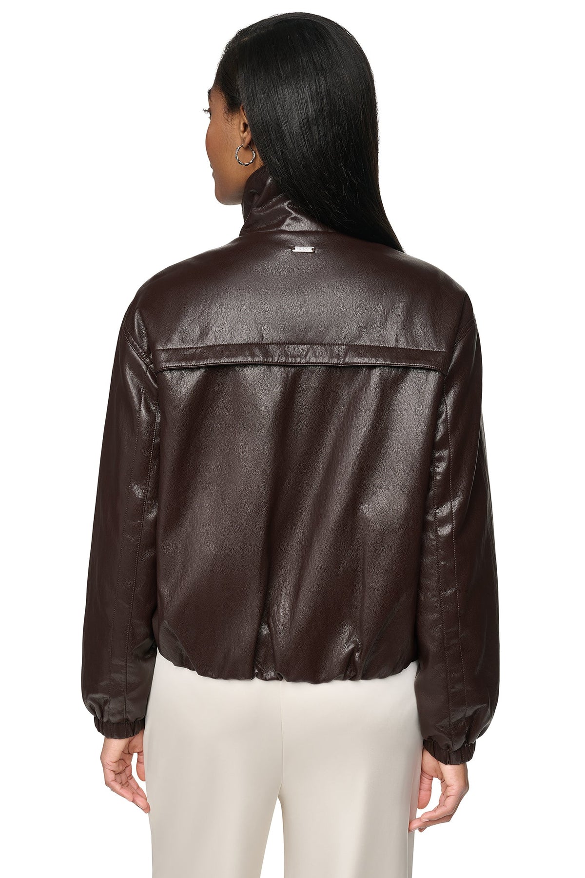 DKNY FAUX LEATHER BOMBER