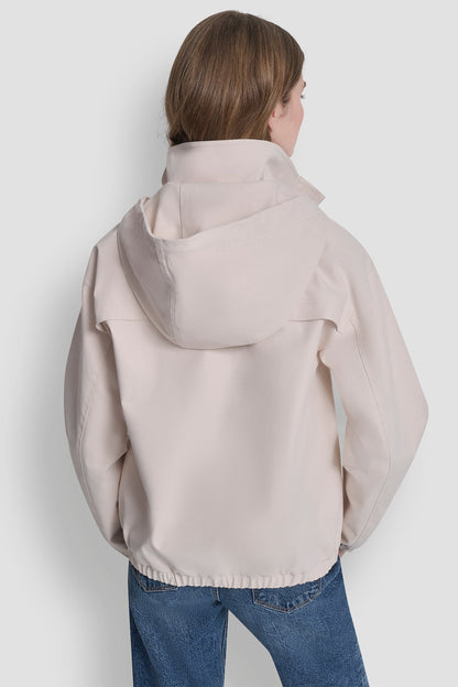 DKNY HIGH COLLAR BOMBER JACKET WITH HOOD