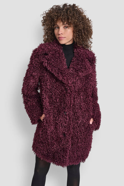 DKNY FAUX TEDDY FUR JACKET