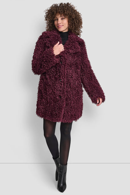 DKNY FAUX TEDDY FUR JACKET