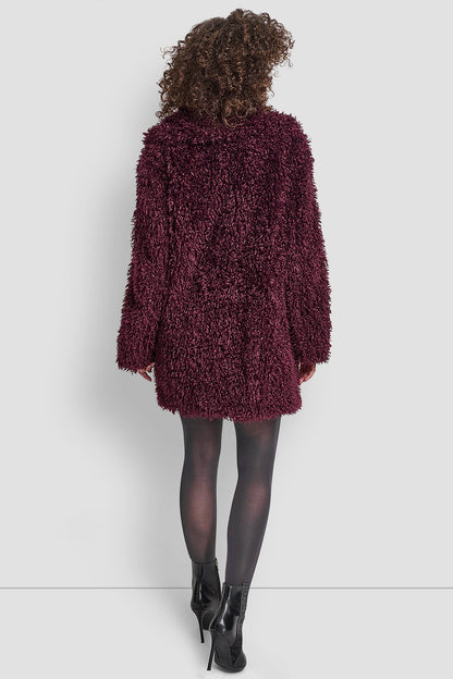 DKNY FAUX TEDDY FUR JACKET
