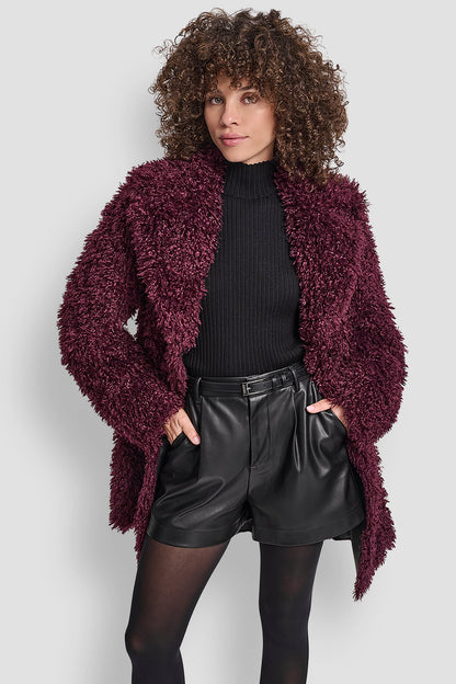 DKNY FAUX TEDDY FUR JACKET