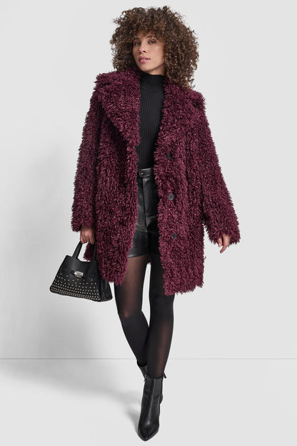 DKNY FAUX TEDDY FUR JACKET
