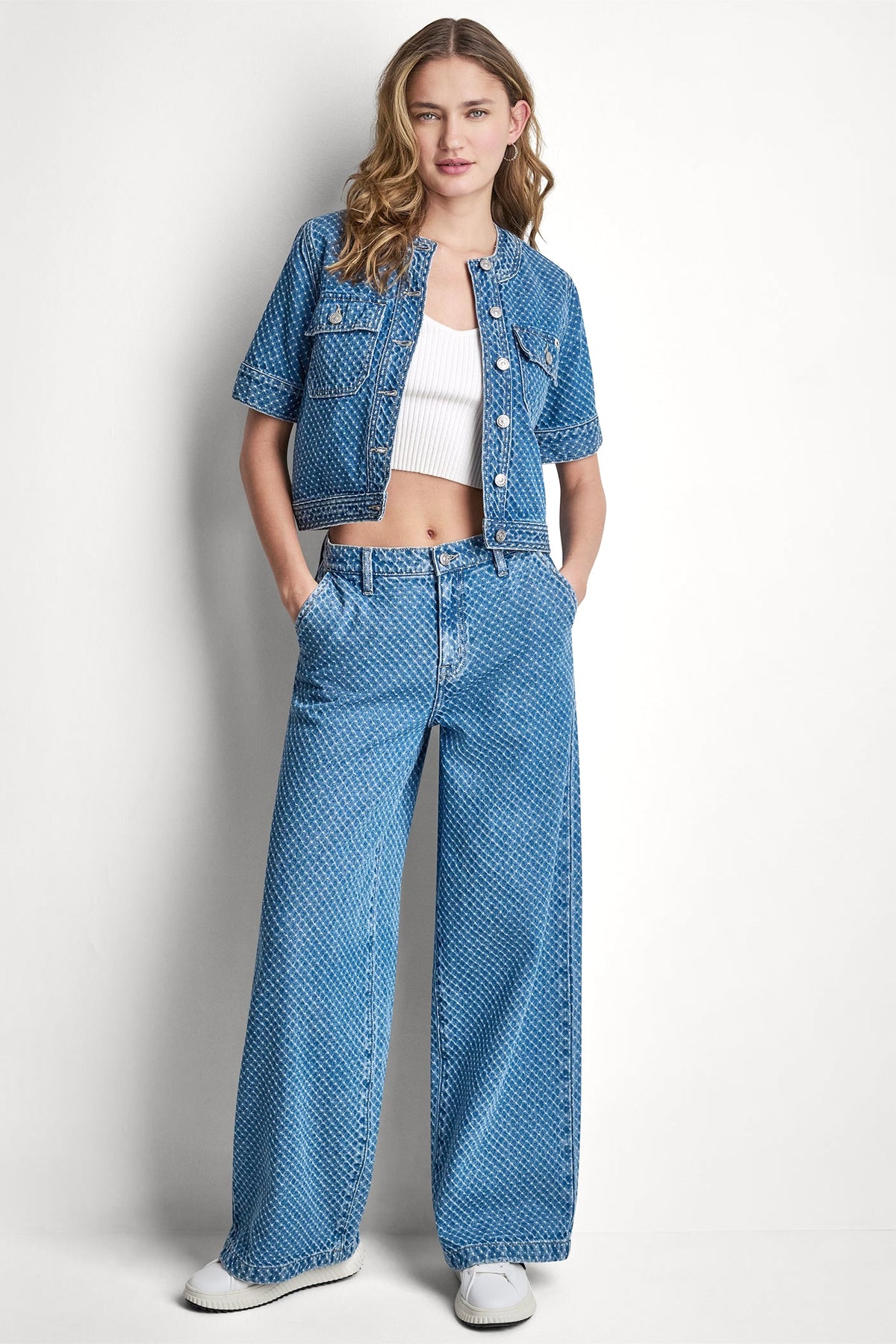 DKNY PATCH POCKET DENIM SHIRT JACKET