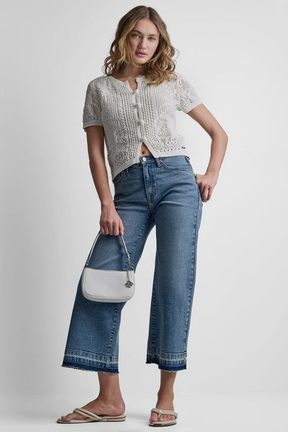 DKNY LACE STITCH BUTTON FRONT CARDIGAN