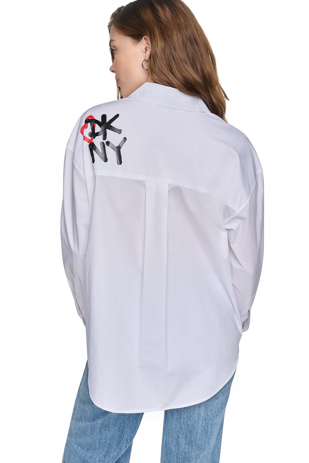 DKNY GRAFFITI LOGO POPLIN SHIRT