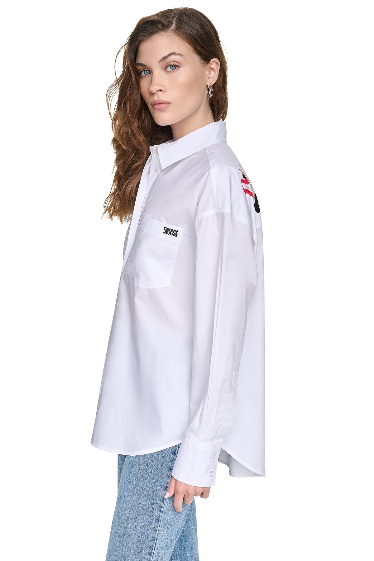DKNY GRAFFITI LOGO POPLIN SHIRT