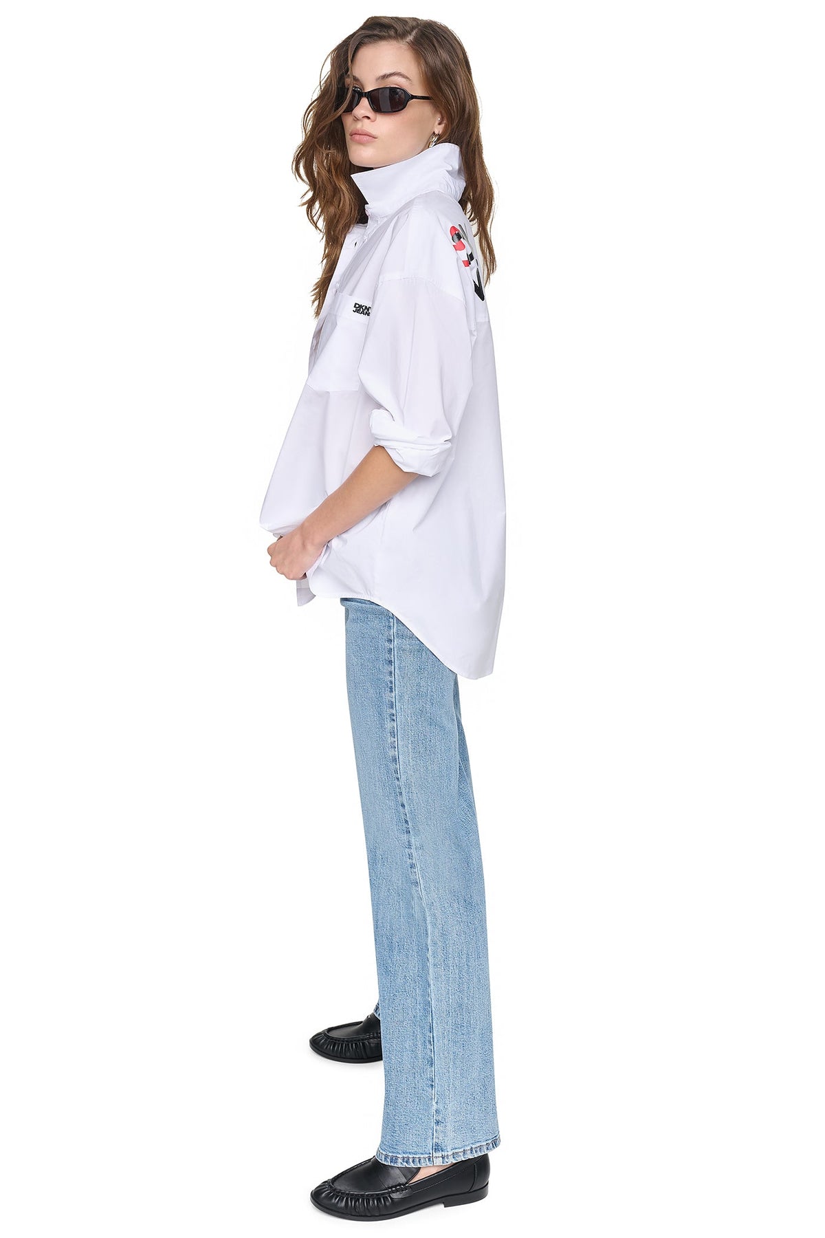 DKNY GRAFFITI LOGO POPLIN SHIRT