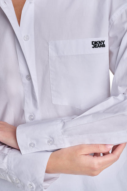 DKNY GRAFFITI LOGO POPLIN SHIRT