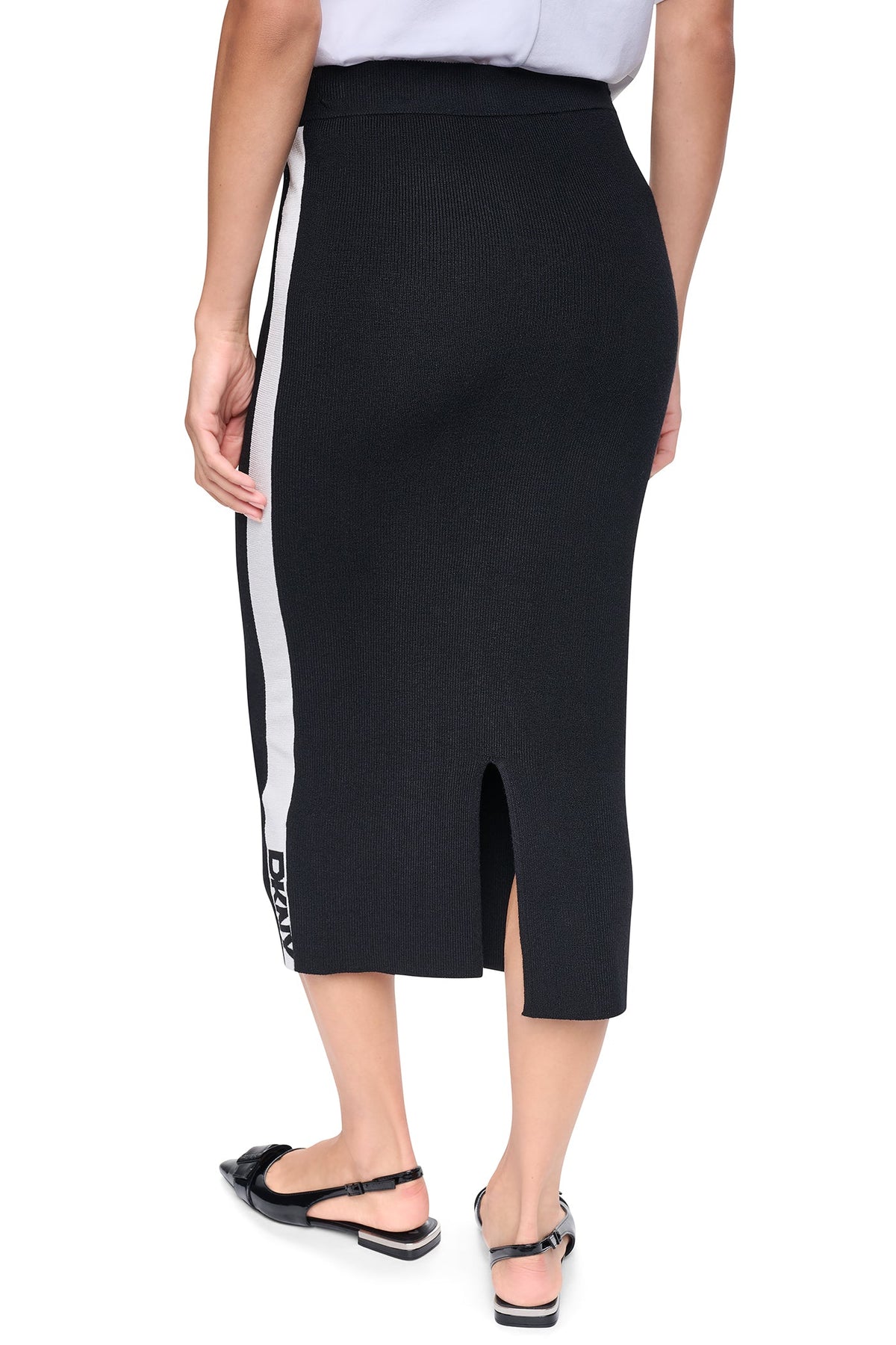DKNY LOGO STRIPE SWEATER SKIRT