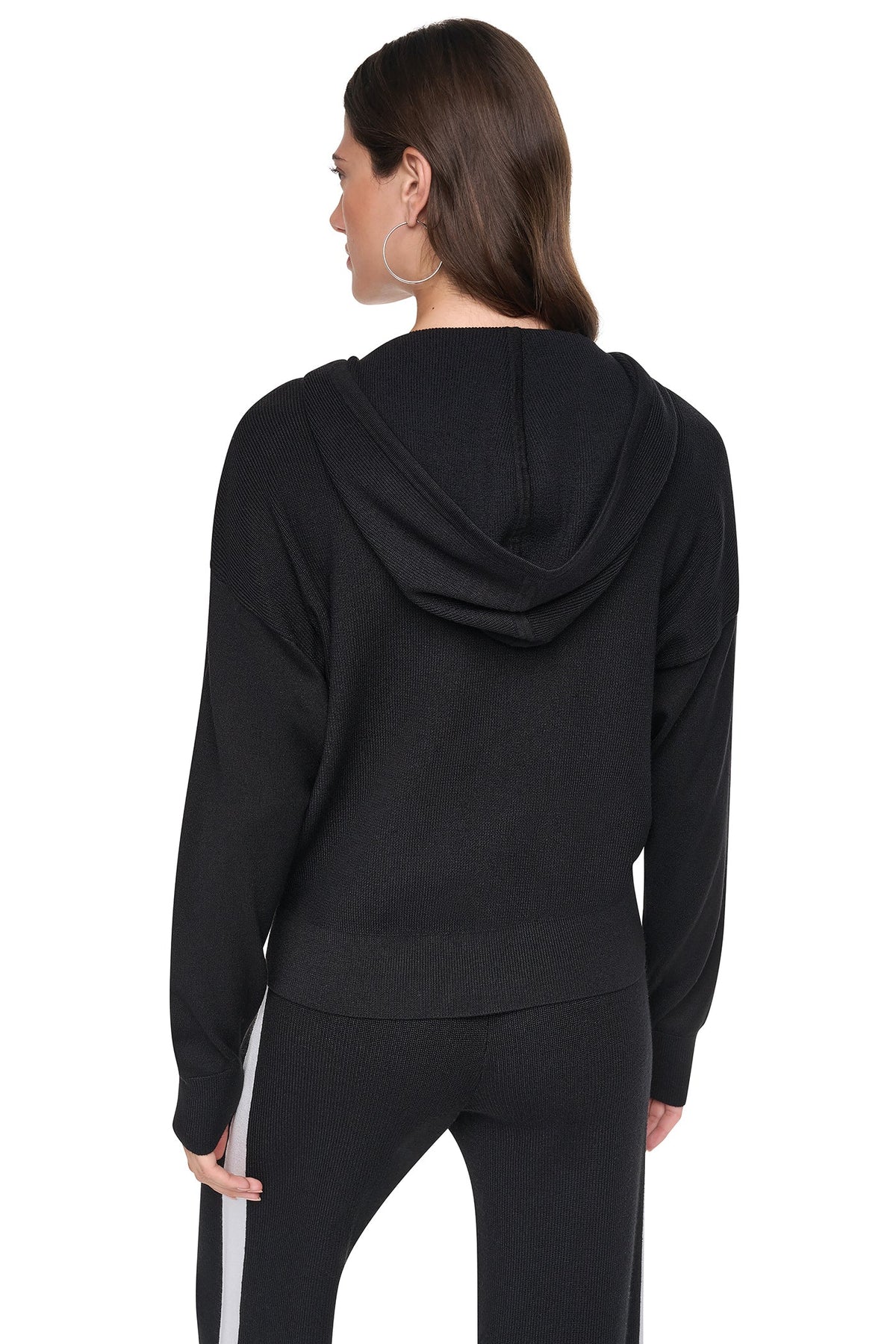 DKNY LOGO STRIPE HOODIE SWEATER