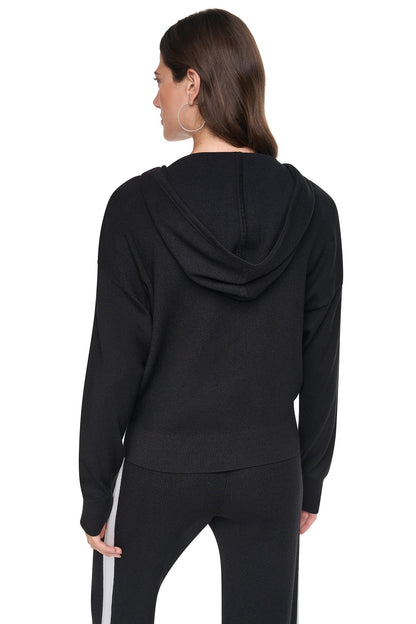 DKNY LOGO STRIPE HOODIE SWEATER