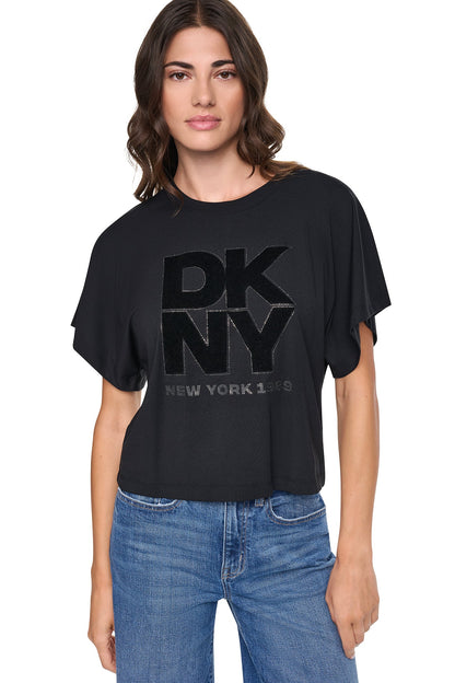 DKNY FLOCKED LOGO TEE