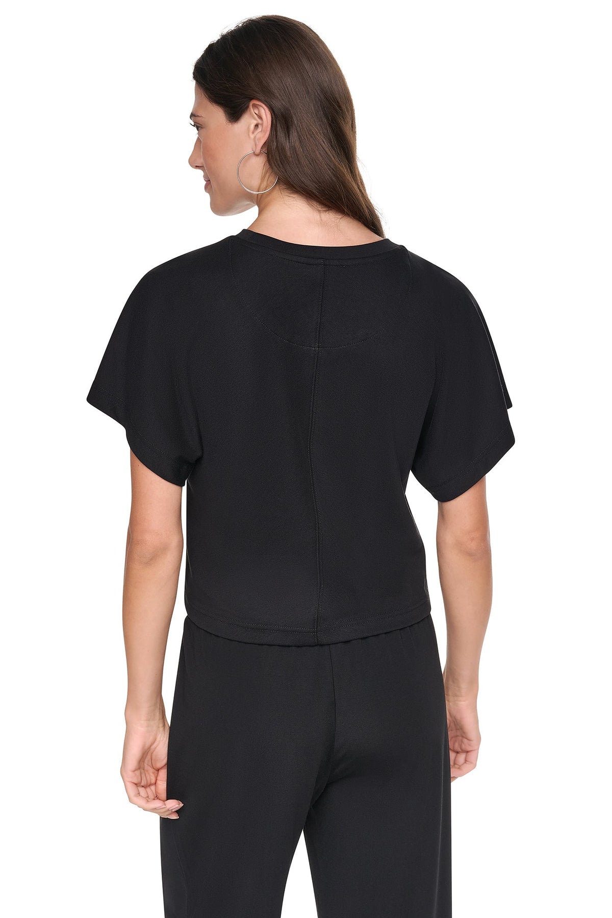 DKNY EMBELLISHED LOGO DOLMAN TEE