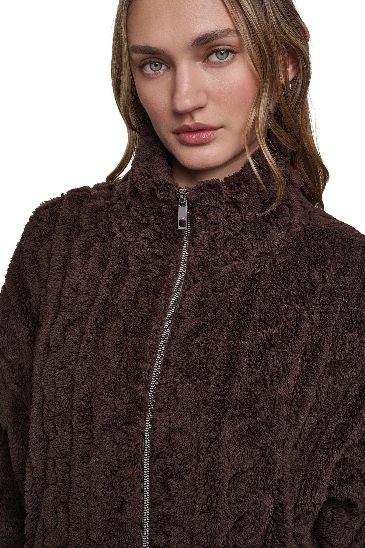 DKNY CABLE SHERPA FULL ZIP JACKET
