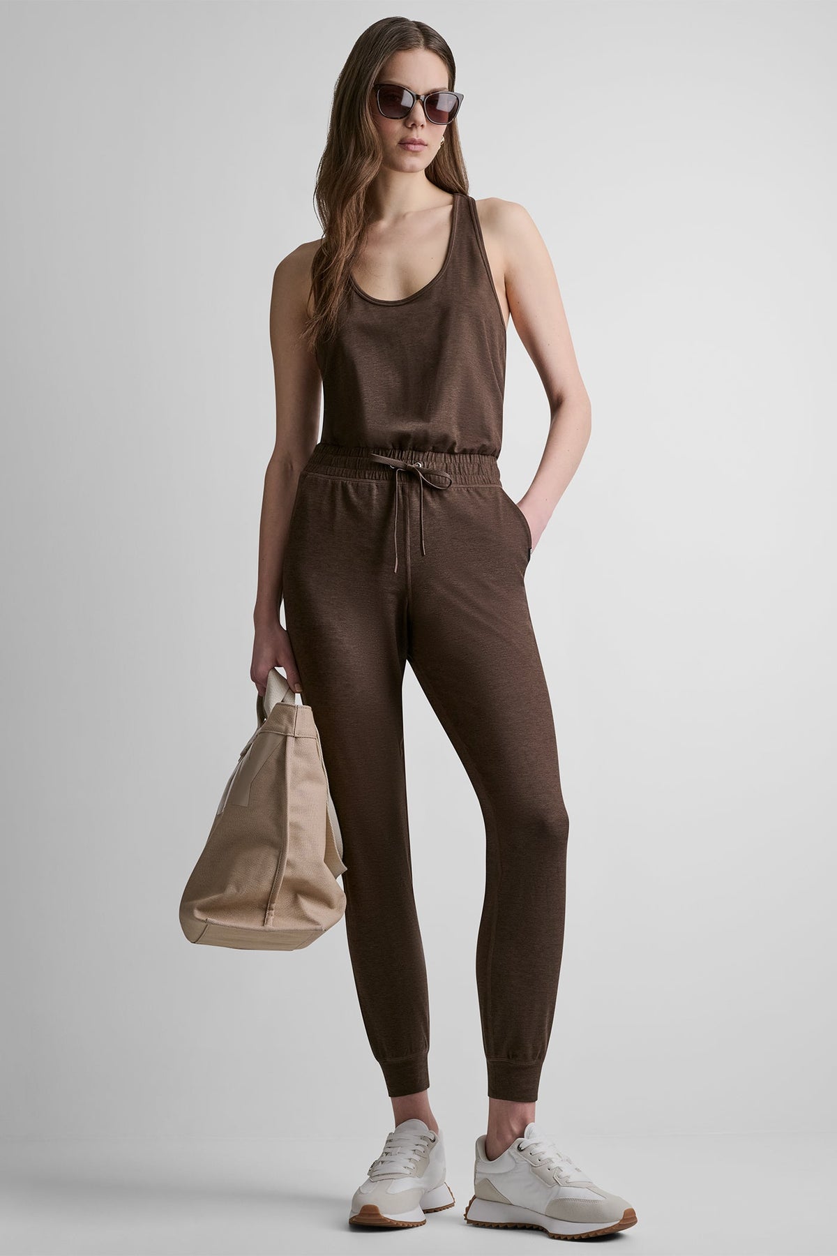 DKNY SPACEDYE RACERBACK TANK JUMPSUIT