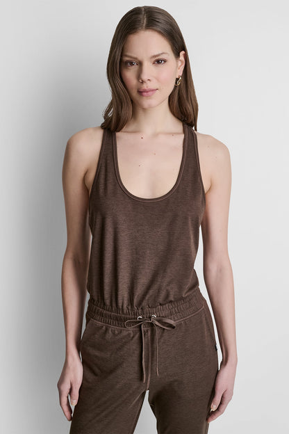 DKNY SPACEDYE RACERBACK TANK JUMPSUIT