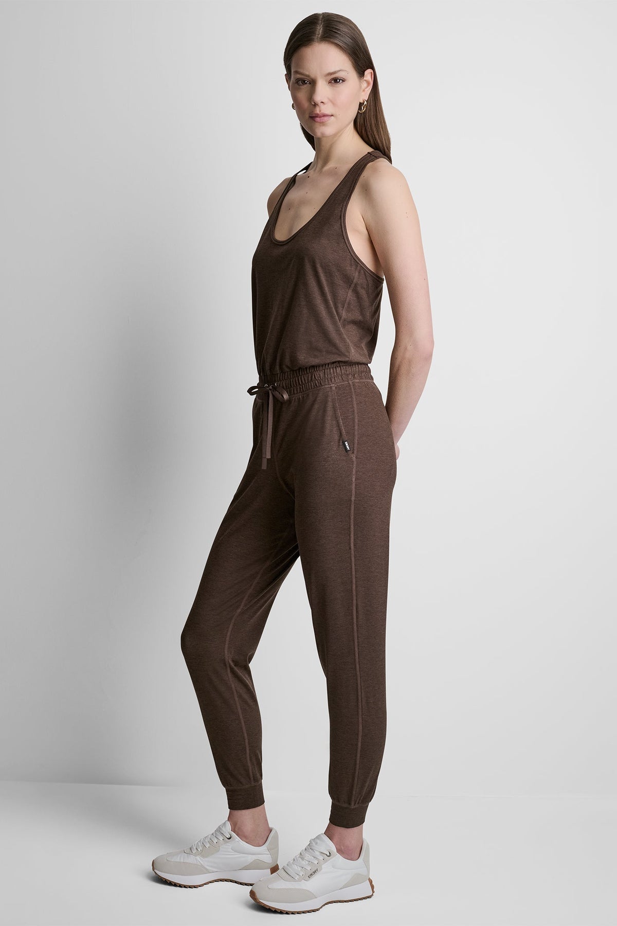 DKNY SPACEDYE RACERBACK TANK JUMPSUIT