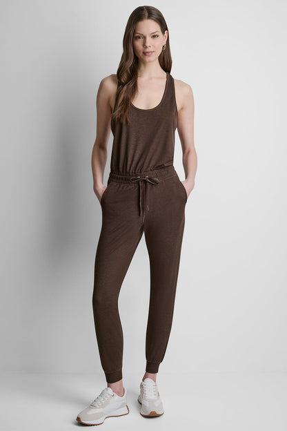 DKNY SPACEDYE RACERBACK TANK JUMPSUIT